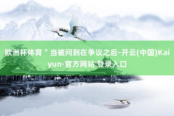 欧洲杯体育＂当被问到在争议之后-开云(中国)Kaiyun·官方网站 登录入口
