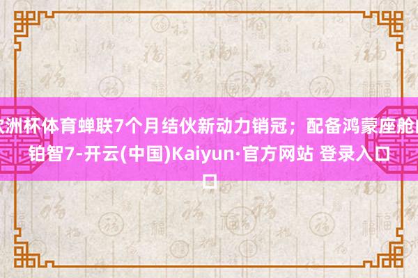 欧洲杯体育蝉联7个月结伙新动力销冠；配备鸿蒙座舱的铂智7-开云(中国)Kaiyun·官方网站 登录入口