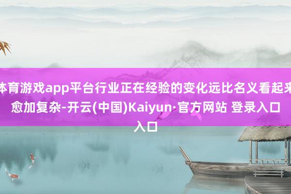 体育游戏app平台行业正在经验的变化远比名义看起来愈加复杂-开云(中国)Kaiyun·官方网站 登录入口
