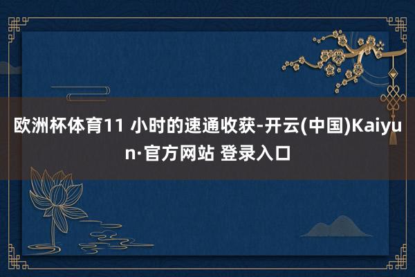 欧洲杯体育11 小时的速通收获-开云(中国)Kaiyun·官方网站 登录入口